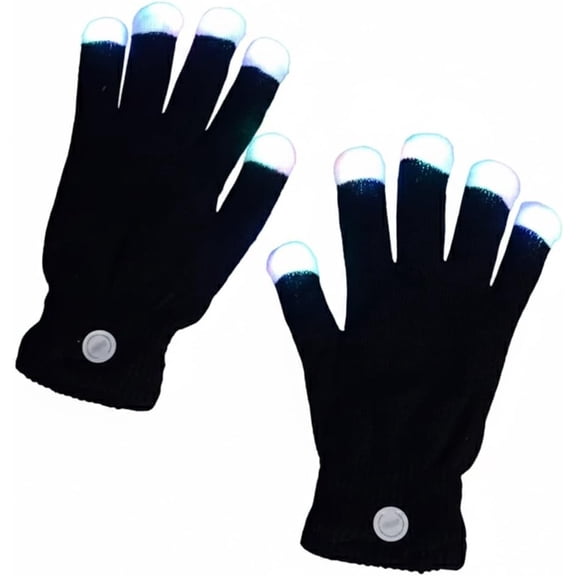 7 Colors LED Lighted Rave Gloves - Half Finger Glowing Gloves for Adults & Teens, Party & Shows