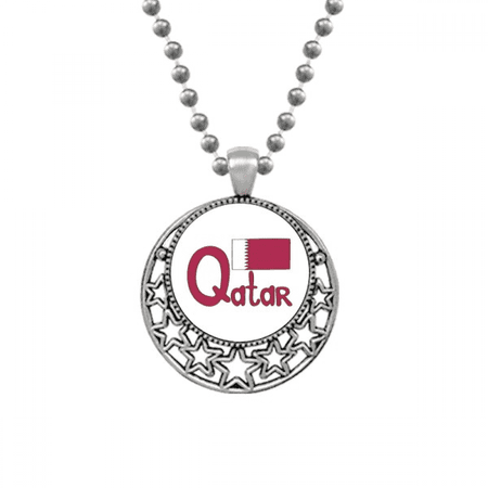 Qatar National Flag Purple Pattern Necklaces Pendant Retro Moon Stars Jewelry