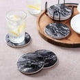 thumbnail image 4 of 4 inch Absorbent Stone Coasters with Holder, Ceramic Coaster for Tabletop Protection, Set Of 6, Black Marble, 4 of 6