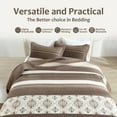 thumbnail image 6 of DUOHONG Oversized King Bedspread 100% Cotton Farmhouse Reversible Bedding Set, Beige/Dark Brown, 128"W x 120"L, 6 of 8