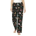thumbnail image 2 of Goofa Cute Rabbit And Flower Printed Soft Pajama Pants for Women, Wide Leg Comfy Casual Lounge Yoga Pants-Small, 2 of 9