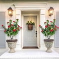 thumbnail image 1 of Qinaqin 4 Pack de 35in Artificial Camellia con Ground Spike Fake Silk Topiary Trees para Hogar Profundidadcor Garden Patio y Indoor Use Rojo Color, 1 of 6