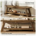 thumbnail image 6 of Finmind 55" Wood Entryway Bench with Shoe Storage, 2-Tier Narrow Hallway Shoe Seating Bench for Entryway, Bedroom, Mudroom, Rustic Brown, 6 of 8