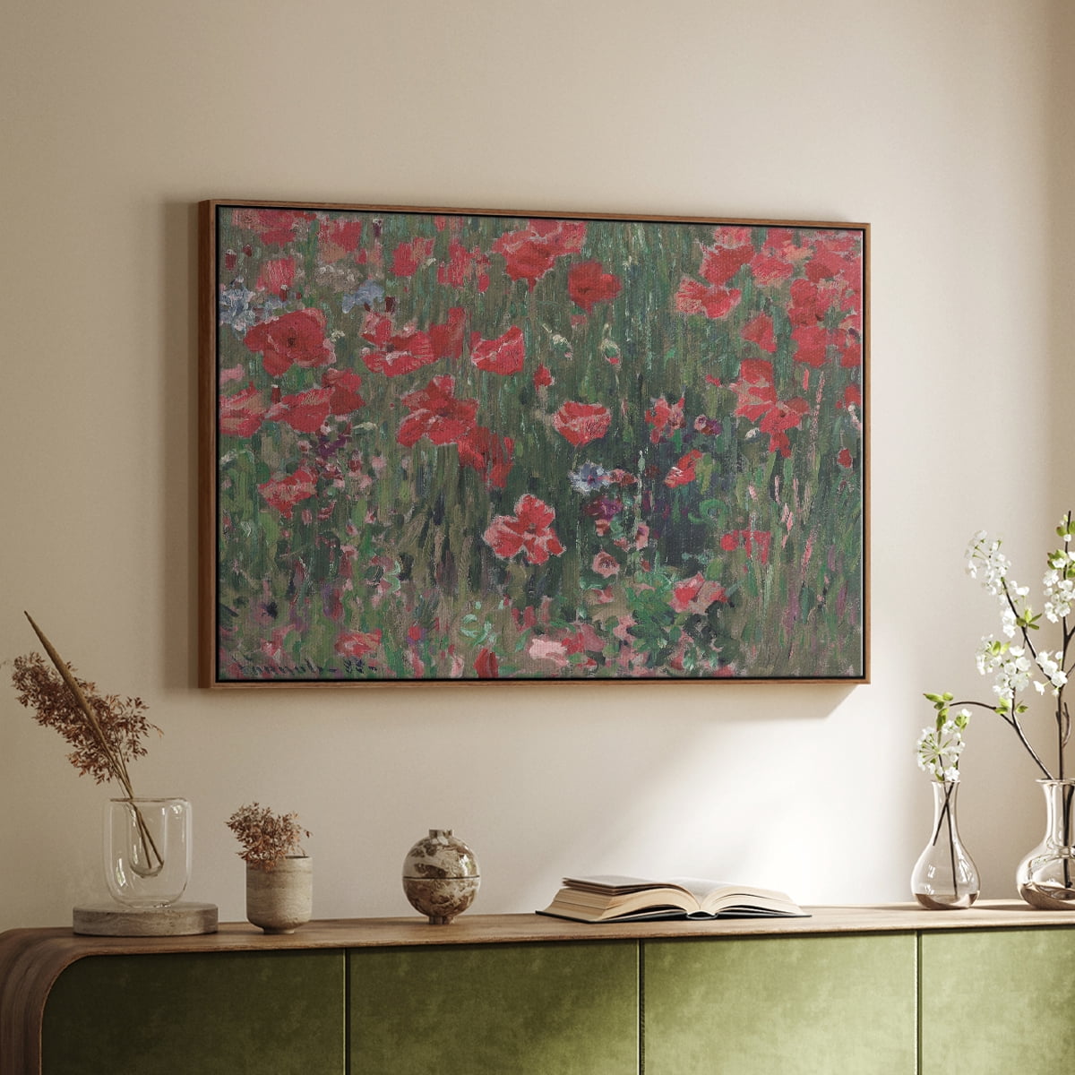 Vintage Botanical Print-XCIX By Wexford Home Framed in Walnut Wood Gallery Wrapped Canvas 27 in. x 41 in.