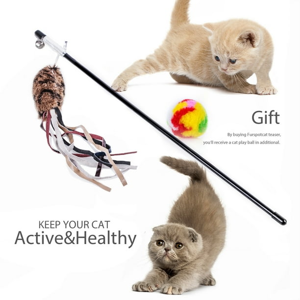 Plastic Pets Cat Toy Wand Teaser With Multi Colors Genuine Leather