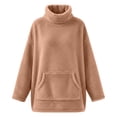 thumbnail image 5 of WTXUE Women's Fuzzy Sherpa Turtleneck Sweatshirt Long Sleeve Tunic Top with Pockets Casual Loose Fit Pullover for Fall & Winter Oversized Sweatshirt Plain Sweatshirt Oversized Sweatshirt Coffee M, 5 of 5