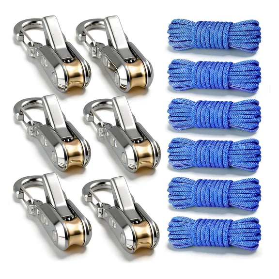 6 Pack Rope Tightening Tool & Tensioner, 3 Meter Retractable Rope with Alloy Buckle, Easy Secure Tie Down for Outdoor, Camping, and Boating Guy Lines,Tools Gadgets,Truck Stuff,Car Essentials