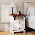 thumbnail image 1 of EDTara Farmhouse Bedside Table With Charging Station, Modern Nightstand With 2 Drawers, Open Shelf, Usb Ports and Power Outlets, 1 of 8