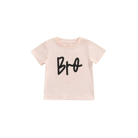 

Canrulo Toddler Baby Boy Girl Short Sleeve Tees Pullover Top Sis Bro Letter Summer T-Shirt Light Pink BRO 1-2 Years