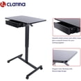 thumbnail image 7 of CLATINA Height Adjustable Laptop Desk with Lockable Wheels and Extra Drawer, Black, 7 of 7