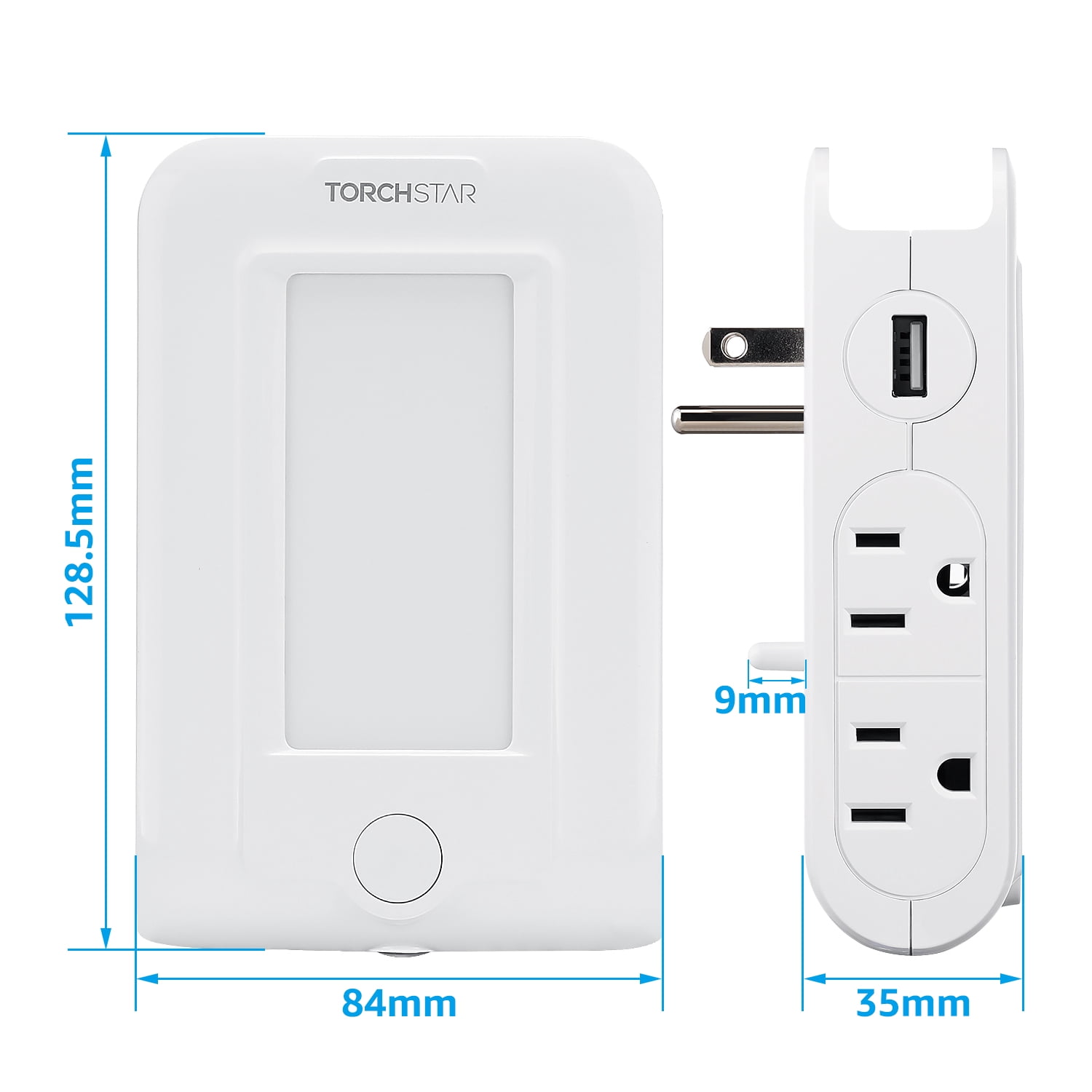 2 Pack Night Light Surge Protector Outlet with USB Ports, 2 USB Ports, 4 AC Outlets, Dusk to Dawn Nightlight