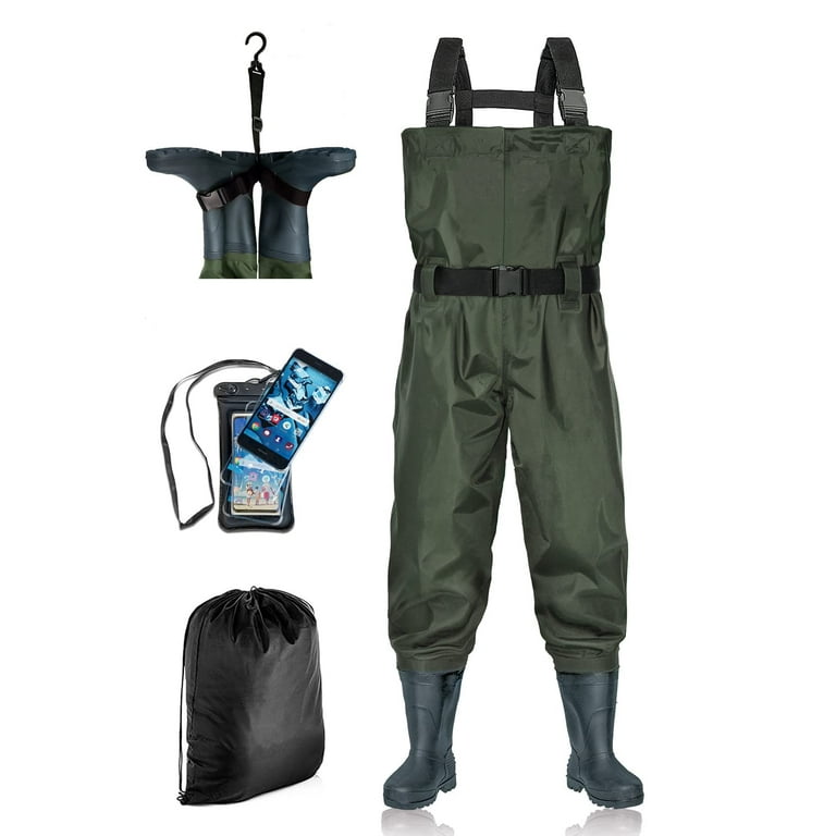 BELLE DURA Fishing Waders Chest Waterproof Light Weight Nylon Bootfoot  Waders for Men Women with Boots