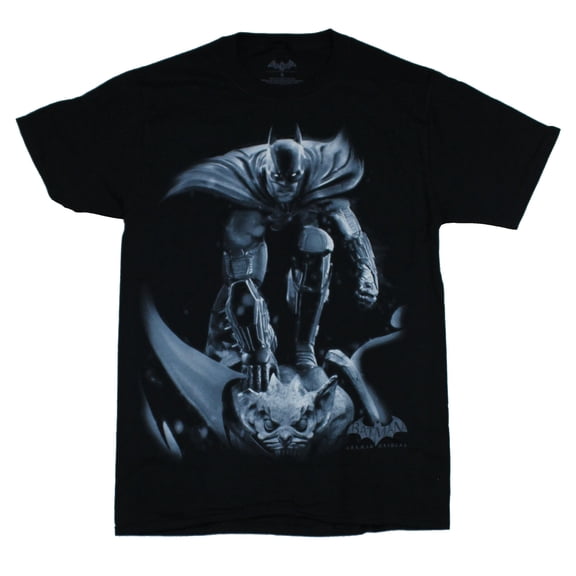 Batman (DC Comics) Mens T-Shirt - Arkham Style Gray Gargoyle Perched