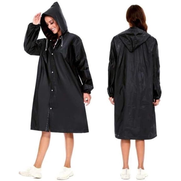 Kannior EVA Raincoat, Unisex Hooded Long Length Waterproof Reusable Rain Ponchos, Fits Most for Outdoor Travel Hiking Commute