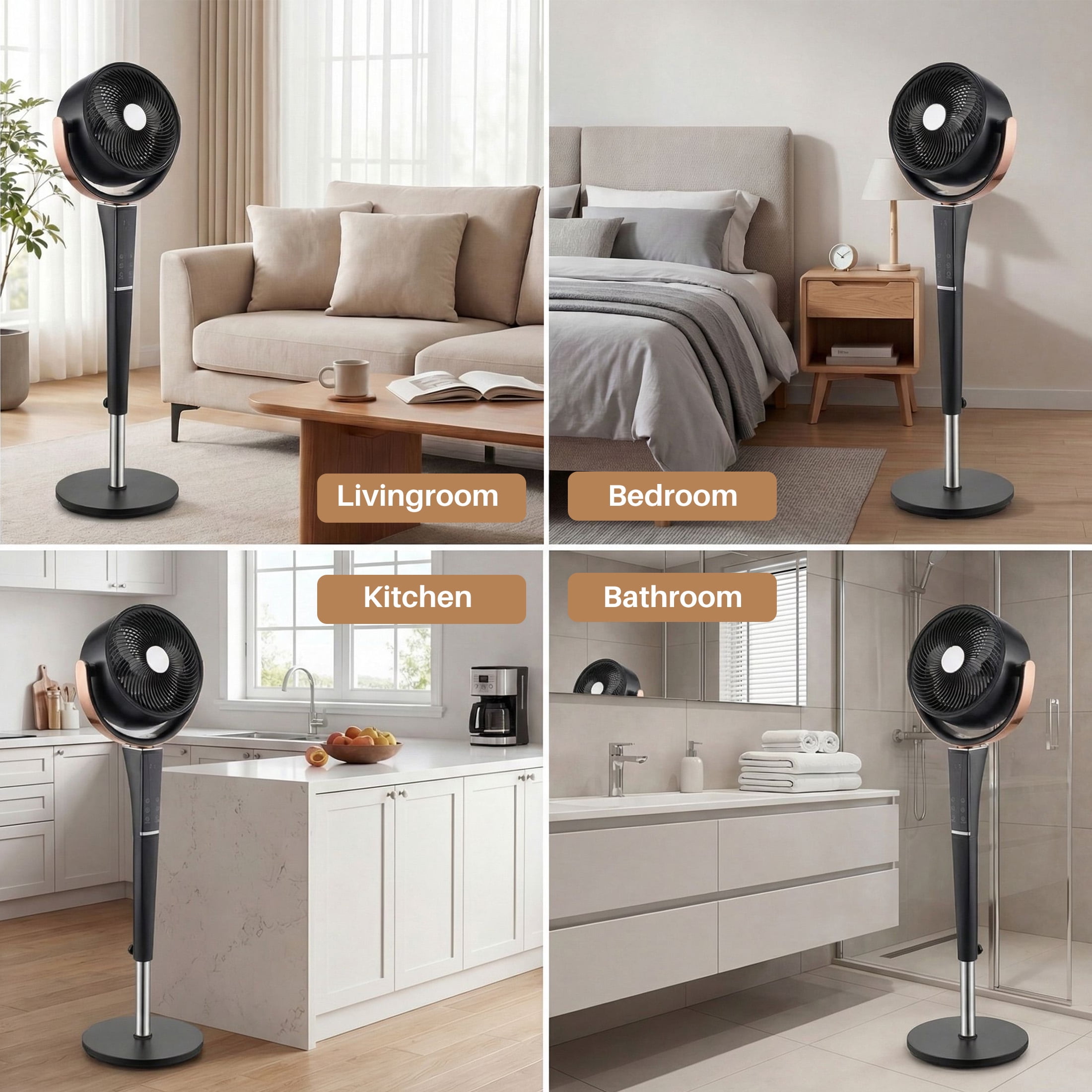 SHOUFTW Quiet Pedestal Fan for Bedroom, Oscillating Standing Fan with 15 Speeds & 5 Modes, 37-45" Adjustable Height, 12H Timer, Black