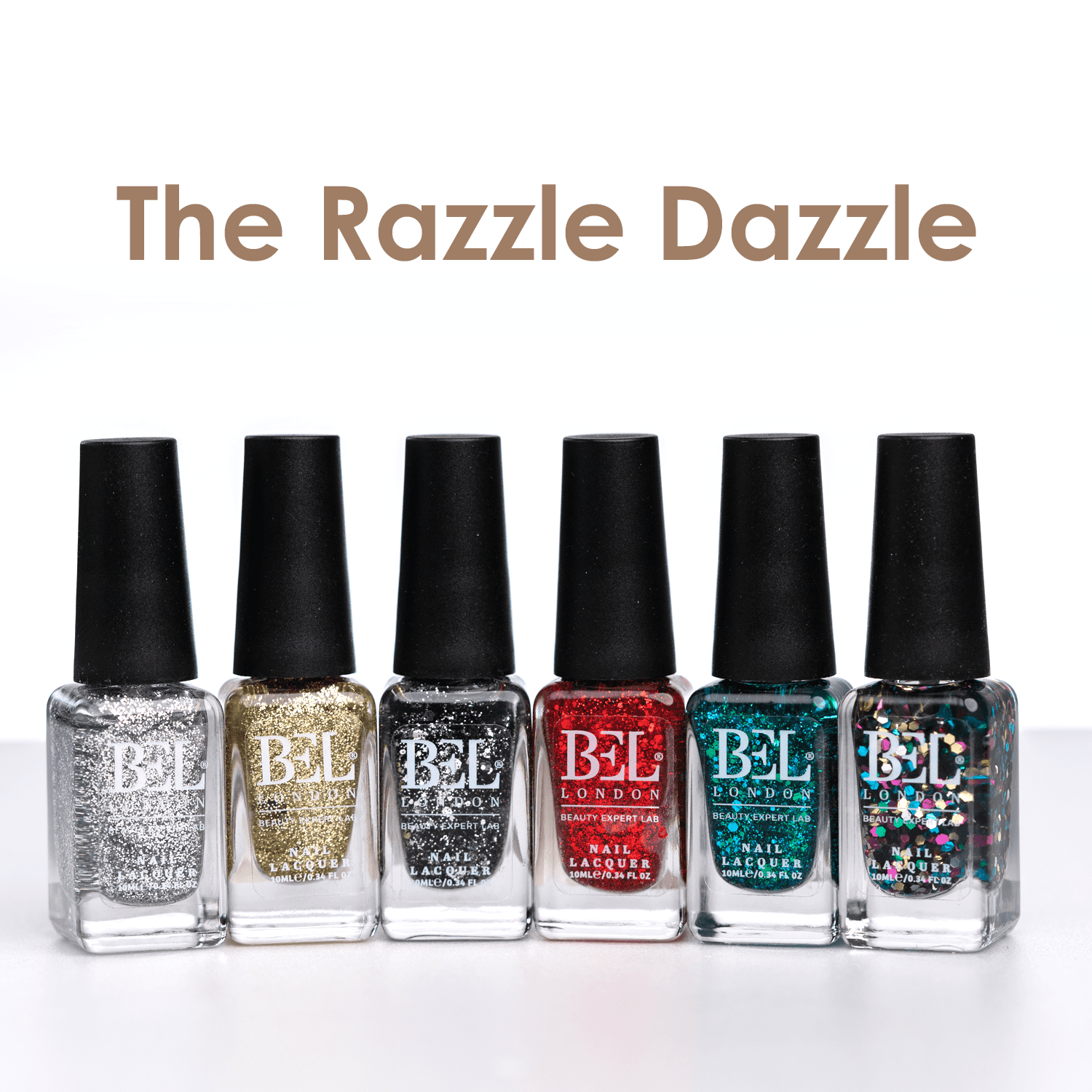 BL Razzle Dazzle Luxury 6 Pack Multi Glitter Nail Polish Set The Queen