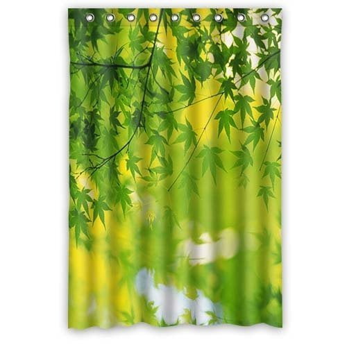 HelloDecor Evergreen forests Green Leaves Shower Curtain Polyester