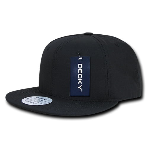 Decky 360 6 Panel High Profile Structured Ripstop Snapback Hat-Black