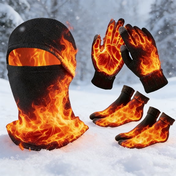 YHAICO Winter Socks for Men Thermal Cute Mid-calf Socks Print Socks Winter Outdoor Cycling Warm Hat Gloves and Socks Set Windproof Warm Sports