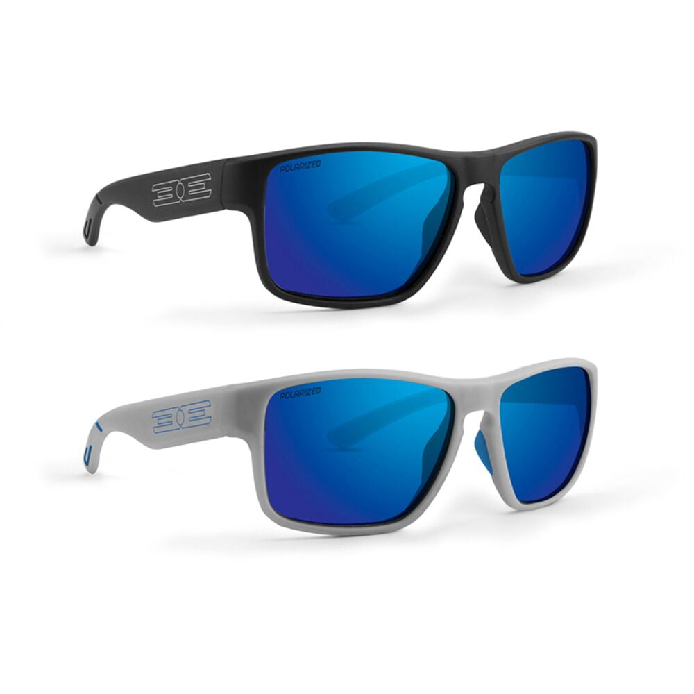 Epoch Charlie Sport Motorcycle Sunglasses Grey Frame w Blue Mirror Polarized Len 