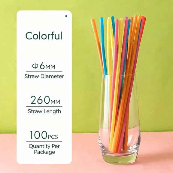 Vruelia Extra Long Flexible Drinking Straws Party Bar Drinking Supplies,100 Pcs