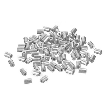 

1.2mm Steel Wire Rope Aluminum Ferrules Sleeves Silver Tone 100 Pcs