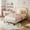 Off-white with light, variant on Twin Upholstered Platform Bed Frame with Adjustable LED Headboard - Soft Finish, Wooden Slats, No Box Spring Needed - Ideal for Kids or Girls Princess Room