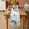thumbnail image 2 of Navy Blue Coastal Table Runner 70 Inches, Shell Starfish Coral Nautical Summer Ocean Bed Runner Dresser Scarves Tabletop for Indoor Outdoor Parties/Ceremony/Banquet, 13" x 70", 2 of 9