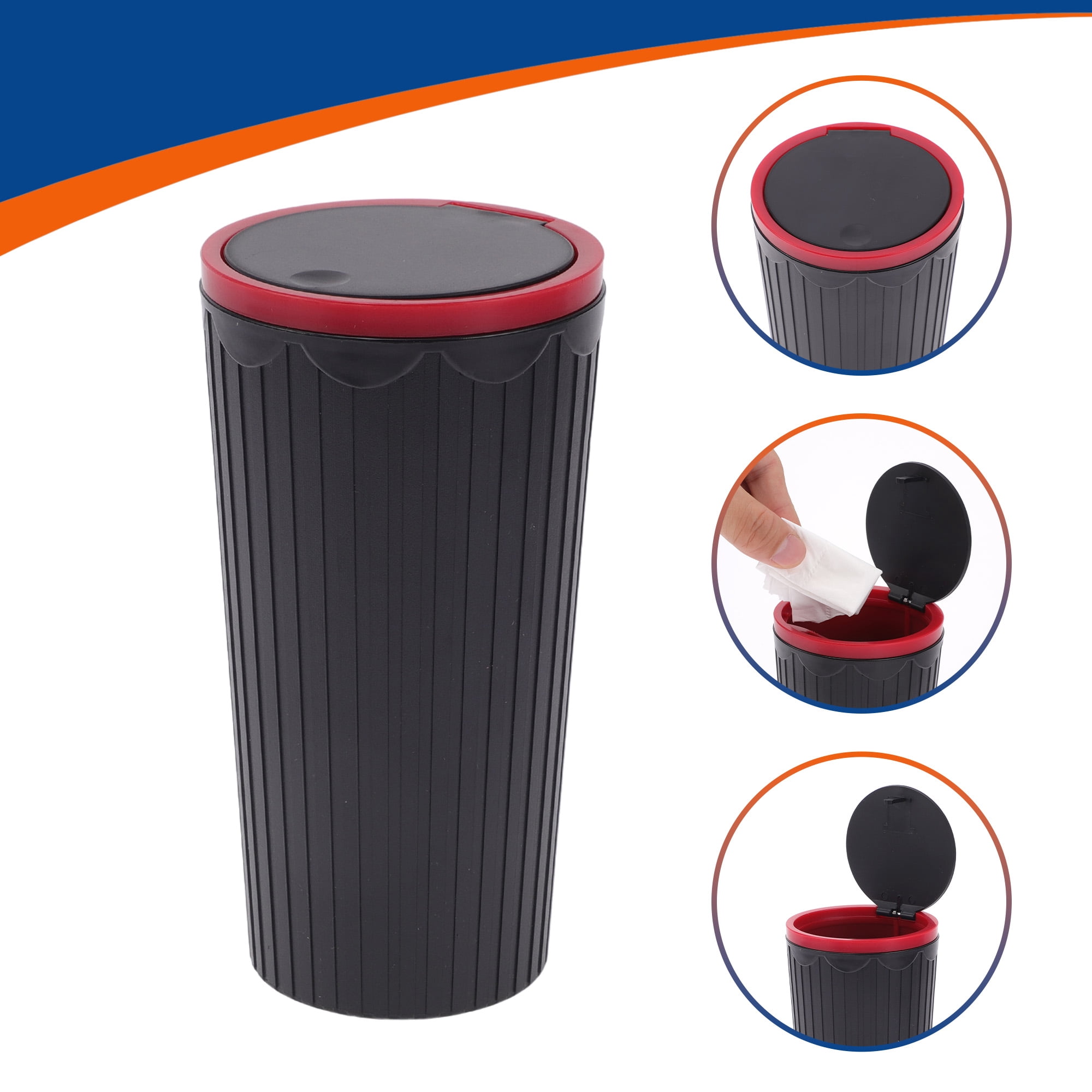 Unique Bargains Car Trash Can Trash Bin Portable 3.5x6.3in Height Plastic Red