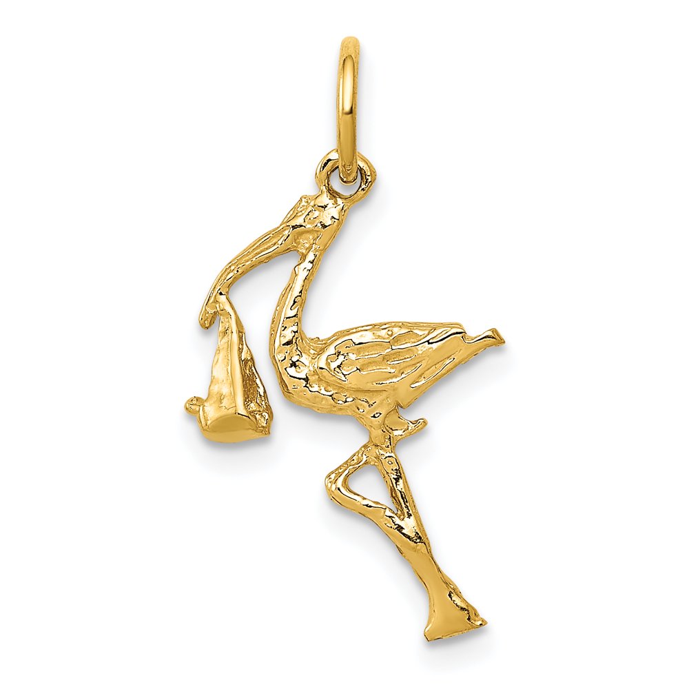 IceCarats 14kt Yellow Gold Solid 3 Dimensional Stork Pendant Charm