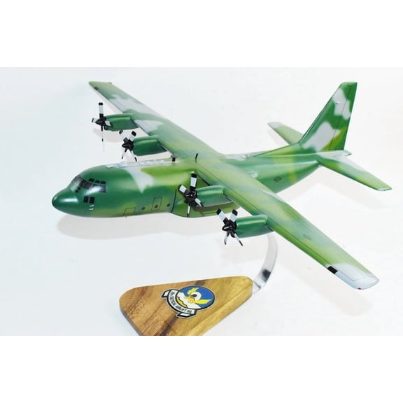 Lockheed Martin C-130E, 39th Tactical Airlift Squadron Pope 1987, 21" Mahogany Scale Model