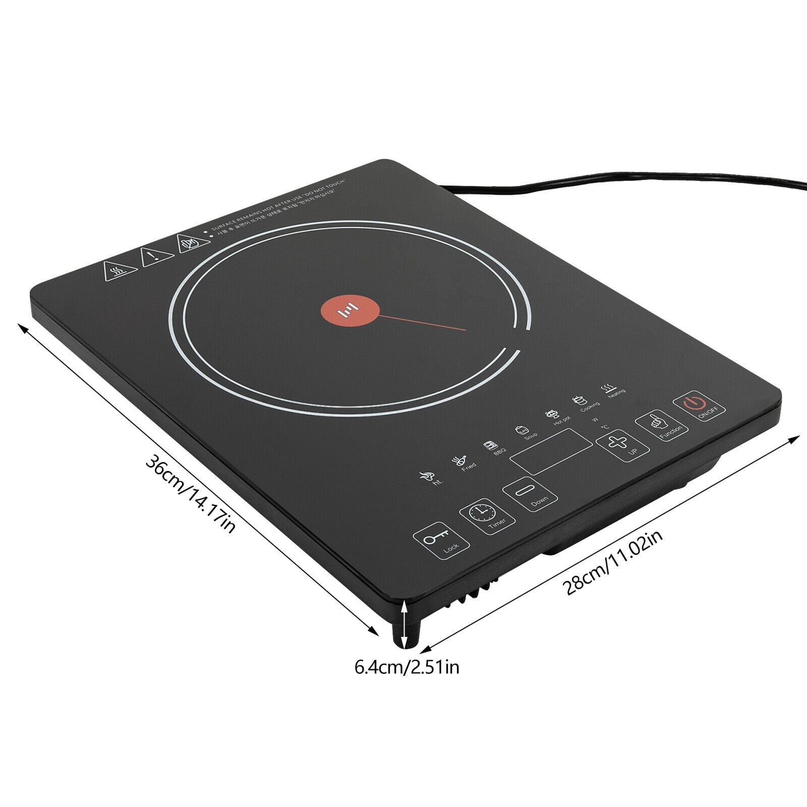 1800W Electric Ceramic Hob Cooktop Countertop Burner with LED Touch Screen 8 Temper