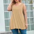 thumbnail image 2 of Long Sleeve Tight Shirt Women, Plus Size Round Neck Short Casual Solid Color Loose Fit Pullover Tank Top Women'S Cowgirl Outfits For Tops Women Dressy 2025 Tunic Tops Tank (3XL, Khaki) ZMTing, 2 of 4