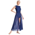 thumbnail image 3 of Kaerm Womens Lyrical Dance Dress Sleeveless Flowy Dresses Ballet Dance Tulle Leotard Long Skirt Navy Blue XXL, 3 of 7