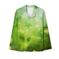 thumbnail image 3 of Posijego Women St Patrick's Day Pajama Set Button Down Long Sleeve Sleepwear Pants Soft Lounge Sets Homewear, 3 of 4