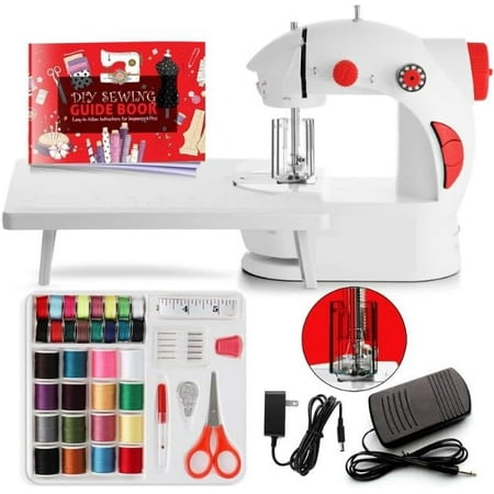 Sewing Machine for Beginners, Electric Mini Portable, 28 BCOOSSS Built-in Stitches with Reverse Sewing,Red