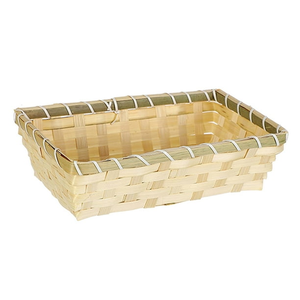 Cesta de servicio de alimentos Cesta de almacenamiento de bambú, Cesta de pan tejida para bocadillos, Cesta de fruta tejida para encimeras Estantes de 26cmx16cmx7.5cm Soledad Cesta de almacenamiento