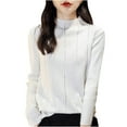 thumbnail image 2 of Sentmoon Chandails pour Femmes Automne Grande Taille Col Rond Manches Longues Cardigans Couleur Unie Doux et Confortable Hauts Tricotés Amples pour Femmes Hiver Tendance pour Détente Chandail Blanc TTG, 2 of 3
