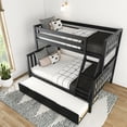 thumbnail image 6 of Max & Lily Bunk Bed Twin over Full with Trundle, Solid Wood Scandinavian Style Bunk Beds for Kids, 6 of 13
