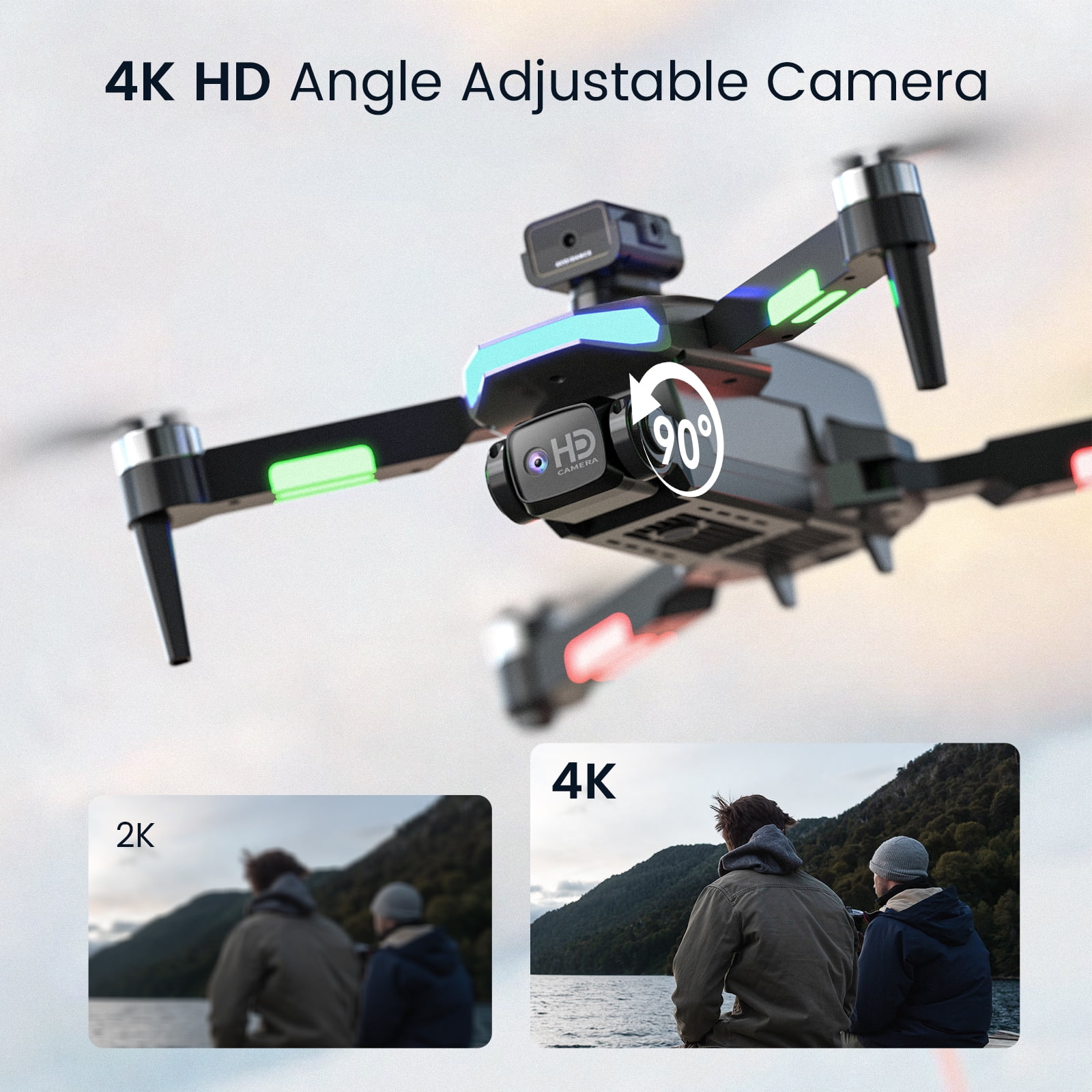JoyStone 4K HD FPV Camera Drone for Adults Kids, Brushless Motor Foldable RC Drones with Altitude Hold, Headless Mode, Toys Gifts RC Quadcopter for Boys Girls with 2 Batteries