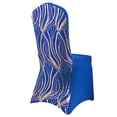 thumbnail image 3 of BalsaCircle Spandex Royal Blue Gold Stretchable Banquet Chair Cover with Wavy Embroidered Sequin Party Events Decorations, 3 of 7