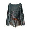 thumbnail image 2 of Uootdi Boho Tops for Women Gift Long Sleeve Tops for Women Vintage Floral Print Knit Pullover Oversized Contrast Stitching Color Tops, 2 of 3