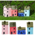 thumbnail image 6 of 4Pcs Resin Village House Miniature Fairy House Mini Resin House Fairy Cottage House Pink & Dark Blue & Light Blue & Red Fairy Cottage House DIY Decoration, 6 of 7
