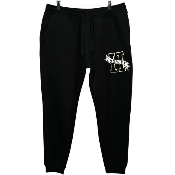 Hurley Men’s Fleece Jogger Pants Size L (34x30") Black Soft Stretch Mid-weight