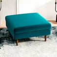thumbnail image 2 of Hudson Mid-Century Modern Square Velvet Ottoman in Turquoise, 2 of 7