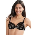 thumbnail image 1 of Women's Hanes HU30 Silky Smooth Comfort Unlined Underwire Bra (Black Floral 34DD), 1 of 4