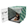 thumbnail image 2 of Indie Dog Crate Cover, Pattern with Eyeglasses in Vintage Style Hipster Cool Design Modern, Easy to Use Pet Kennel Cover for Medium Large Dogs, 35" x 23" x 27", Petrol Blue Turquoise, by Ambesonne, 2 of 6