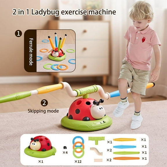Ladybug Sport Entertainment Game Toy Multifunction Rope Skipping Machine Ferrule Jump Rocket Launcher Outdoor Educational