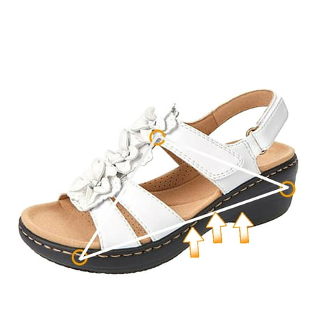 Aueoeo Womens Beach Shoes  Women s Platform Sandals Ankle Strap Open Toe Summer Sandal Beach Bohemia Comfortable Wedge Outdoor Flats Shoes