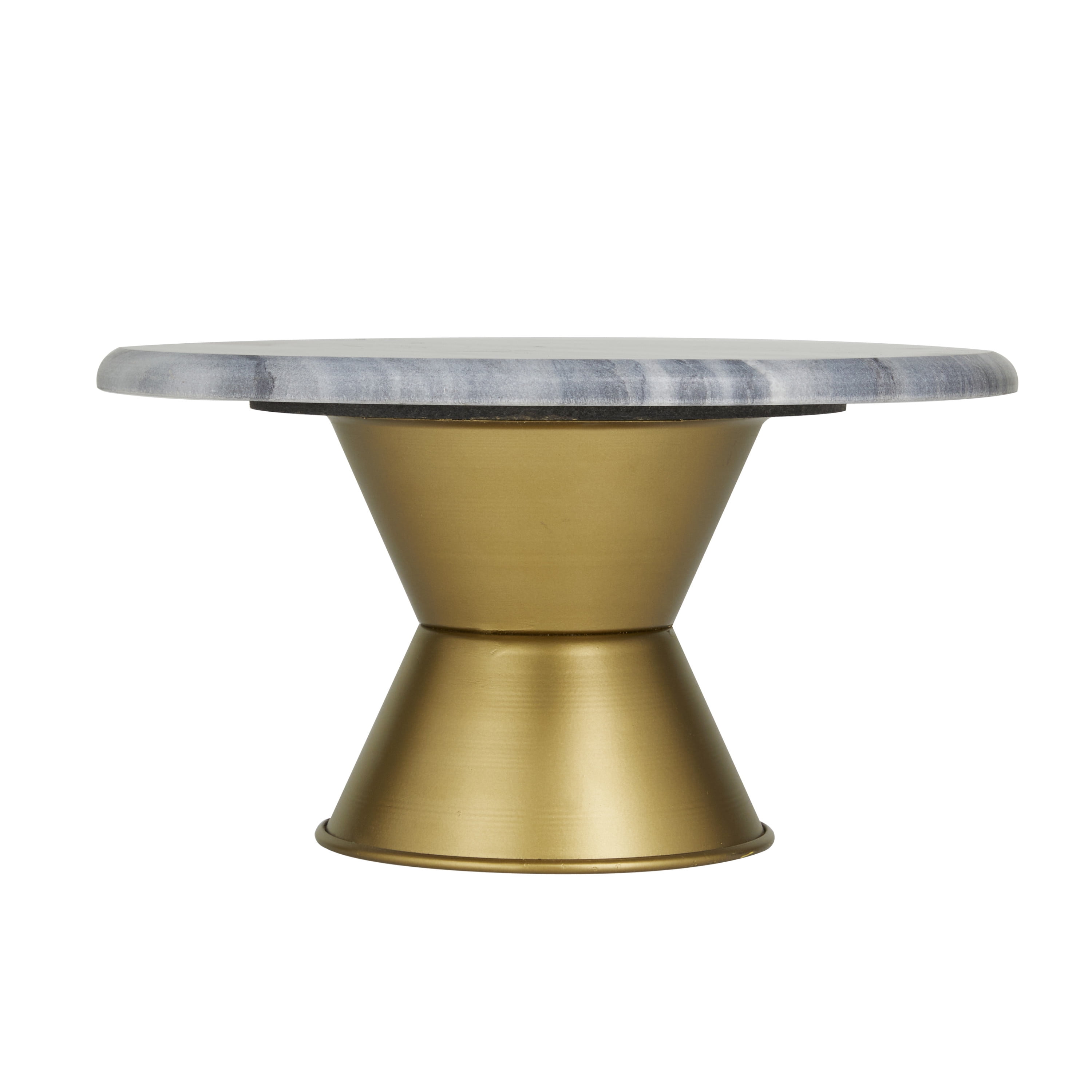 CosmoLiving by Cosmopolitan 12" x 6" Gray Ceramic Cake Stand with Gold Base, 1-Piece